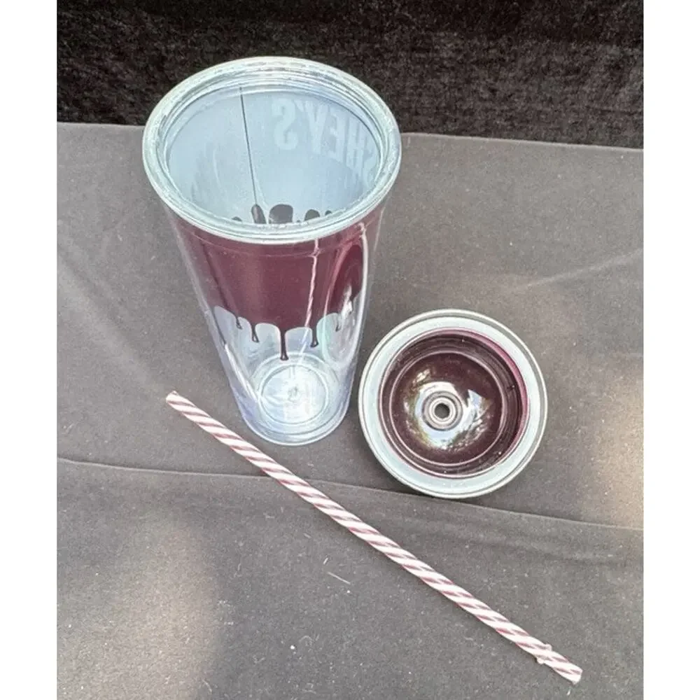 New Vintage Hersheys Plastic Travel Tumbler Lid & Straw Theme Park Hershey Store